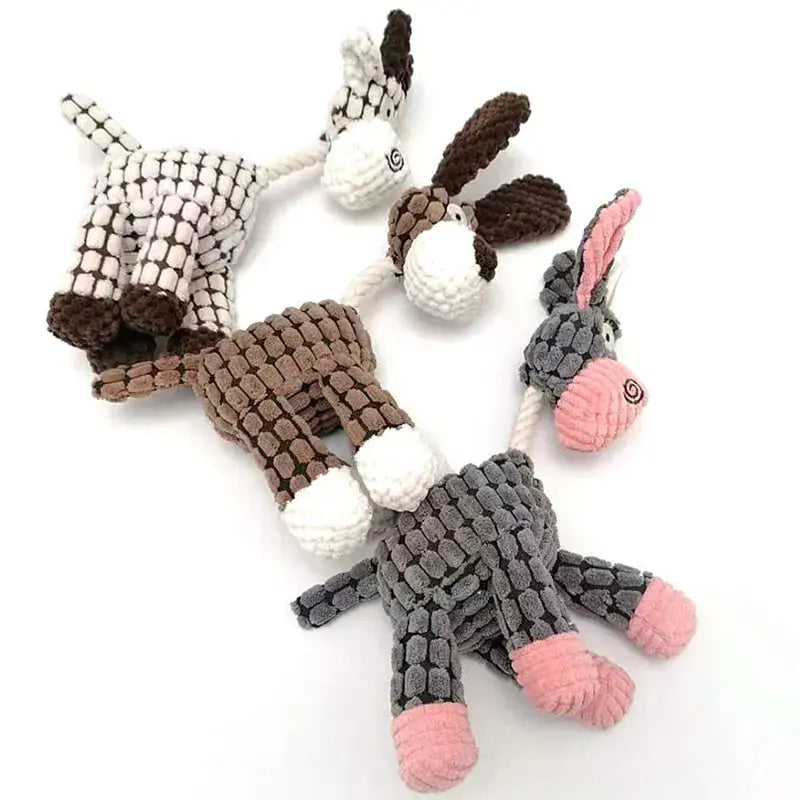 Interactive Fun Pet Toy: Donkey Shape Corduroy Chew with Squeaky Delight for Engaging Play ishiline petlike Store