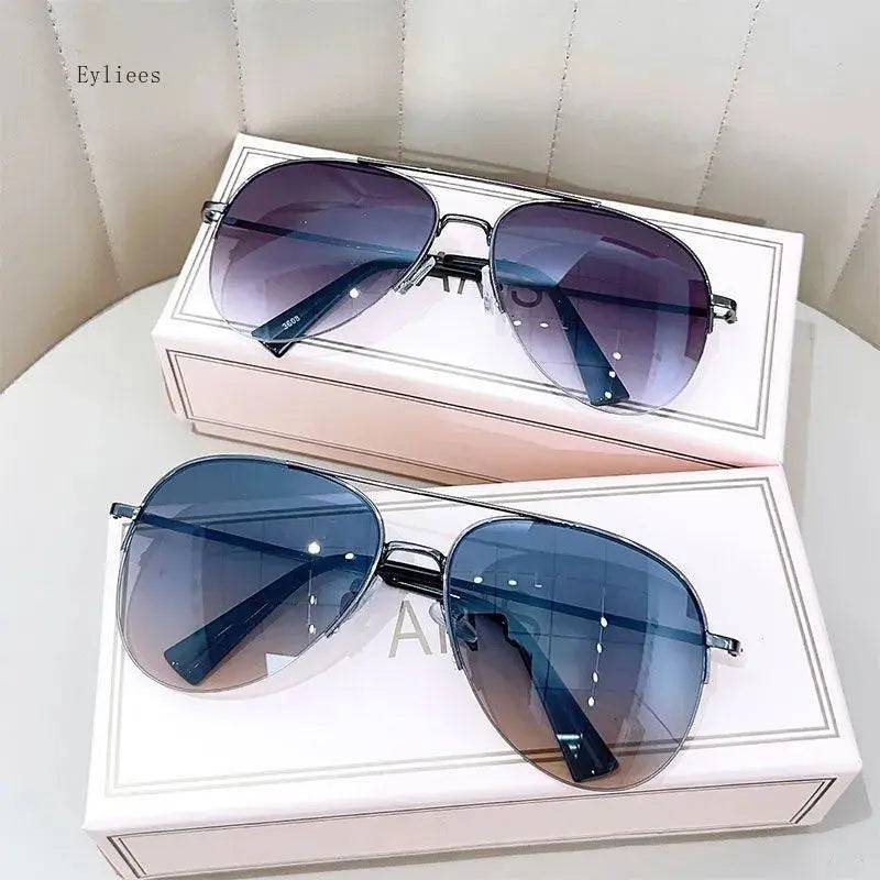 Yoors Shop Fashion Gradient Sunglasses for Men Big Frame Pilot Sun Glasses Brand Design Anti-reflective Lunette De Soleil Homme UV400