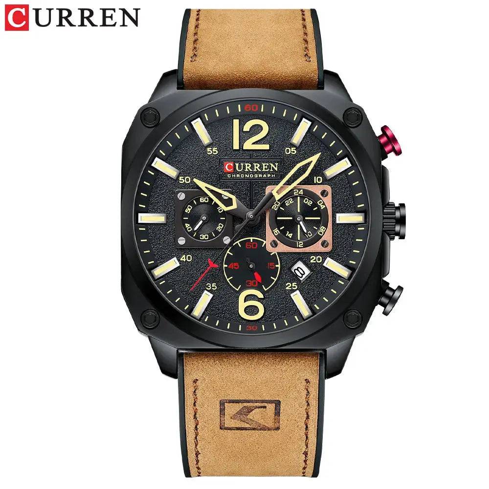 Yoors Shop CURREN Brand Luxury Men Brown Quartz Wristwatches for Male Luminous Chronograph