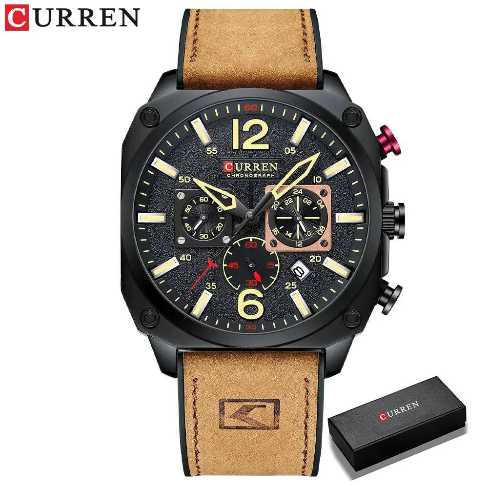 Yoors Shop CURREN Brand Luxury Men Brown Quartz Wristwatches for Male Luminous Chronograph