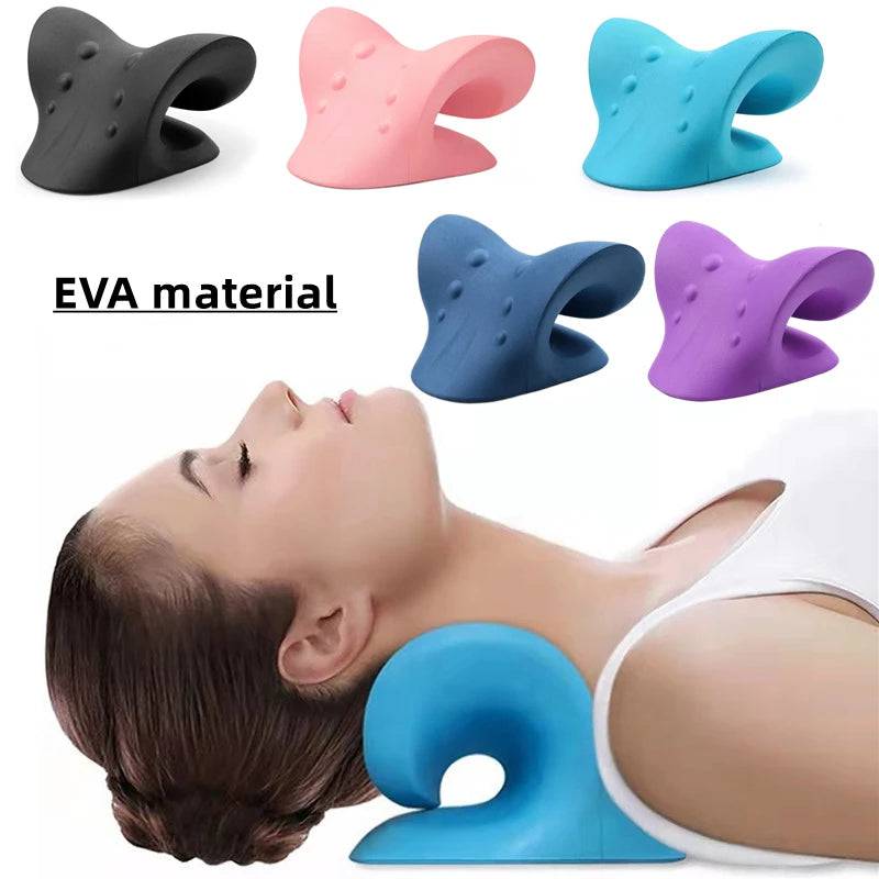 Neck Massage Pillow Neck Shoulder Cervical Chiropractic Traction Device Massage Pillow for Pain Relief Body Neck Massager