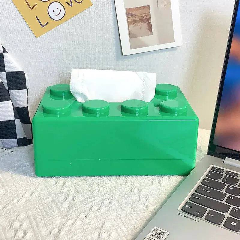 Creative Building Blocks with Spring Tissue Box Wall-mounted Perforation-free Paper Holder Bathroom Face Towel Box Organizer