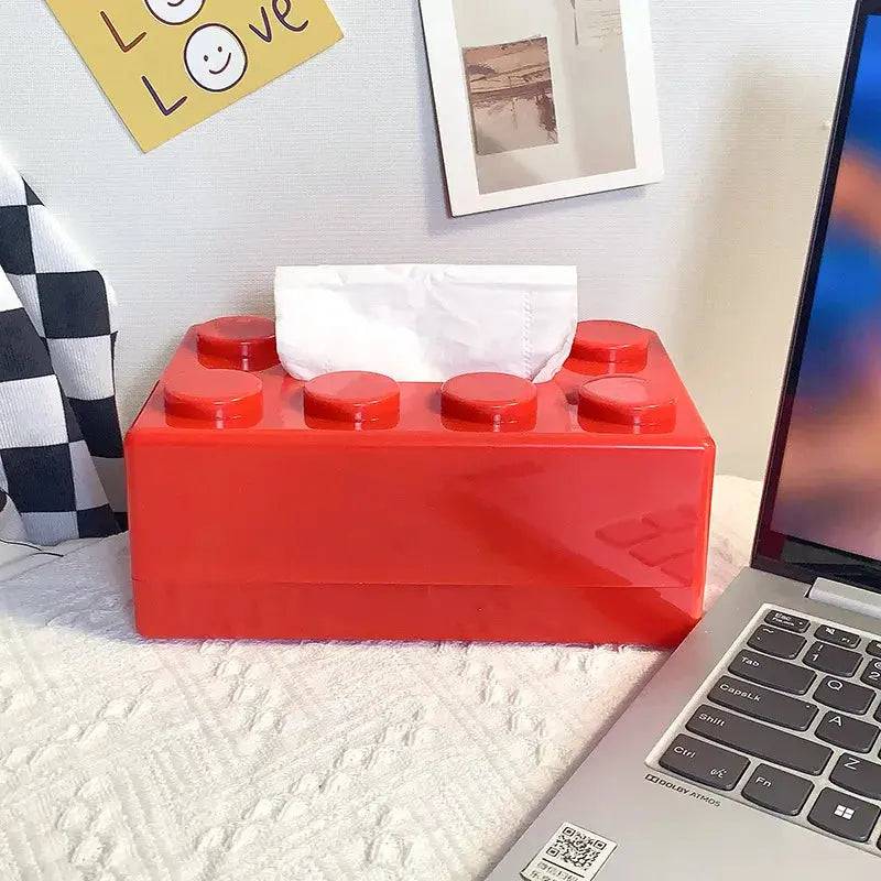 Creative Building Blocks with Spring Tissue Box Wall-mounted Perforation-free Paper Holder Bathroom Face Towel Box Organizer