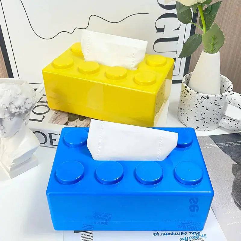 Creative Building Blocks with Spring Tissue Box Wall-mounted Perforation-free Paper Holder Bathroom Face Towel Box Organizer