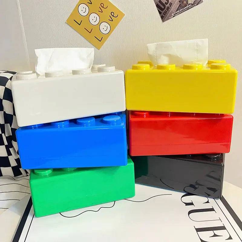 Creative Building Blocks with Spring Tissue Box Wall-mounted Perforation-free Paper Holder Bathroom Face Towel Box Organizer