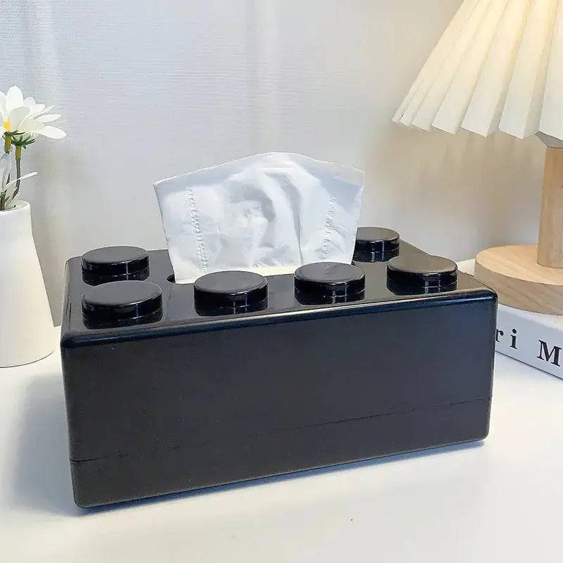 Creative Building Blocks with Spring Tissue Box Wall-mounted Perforation-free Paper Holder Bathroom Face Towel Box Organizer