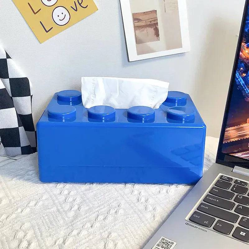 Creative Building Blocks with Spring Tissue Box Wall-mounted Perforation-free Paper Holder Bathroom Face Towel Box Organizer