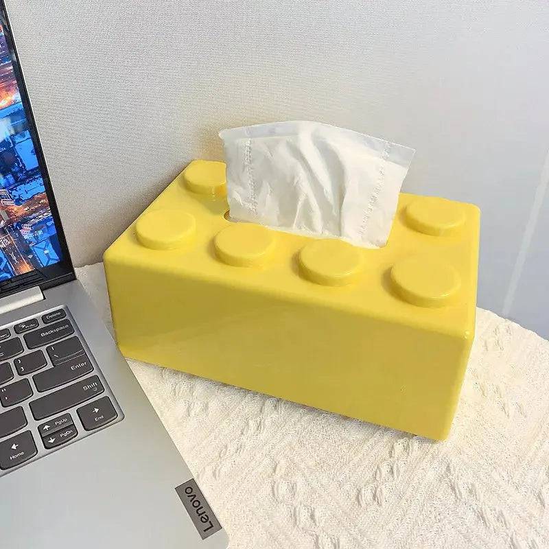 Creative Building Blocks with Spring Tissue Box Wall-mounted Perforation-free Paper Holder Bathroom Face Towel Box Organizer