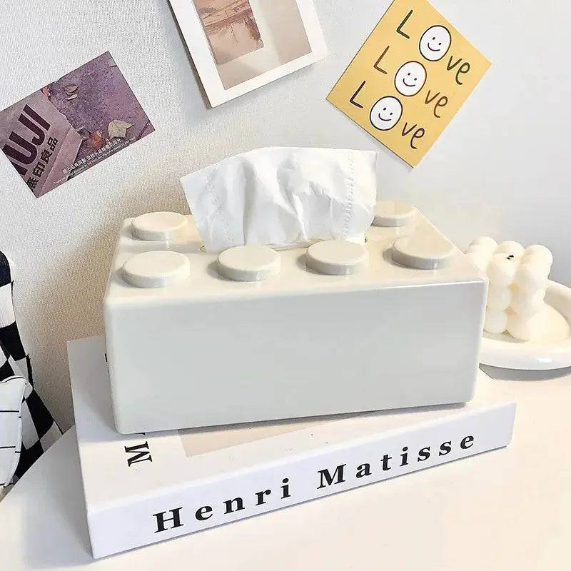 Creative Building Blocks with Spring Tissue Box Wall-mounted Perforation-free Paper Holder Bathroom Face Towel Box Organizer