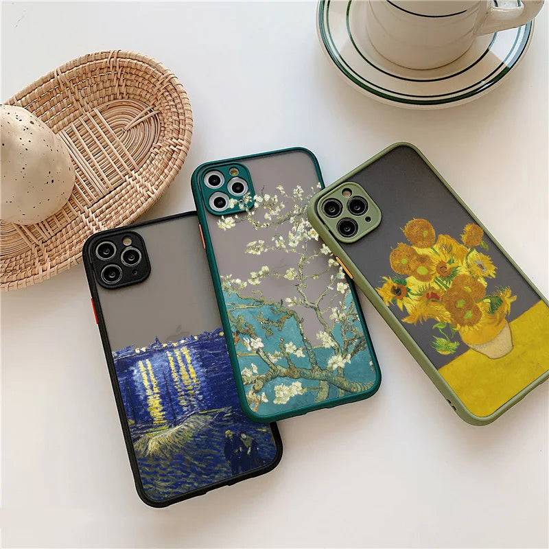 Voor Coque iphone 7 8 Plus 15 14 11 12 13 Pro Max Mini X XR XS Max Telefoon gevallen Art Van Gogh Olieverf Zacht Schokbestendig Covers