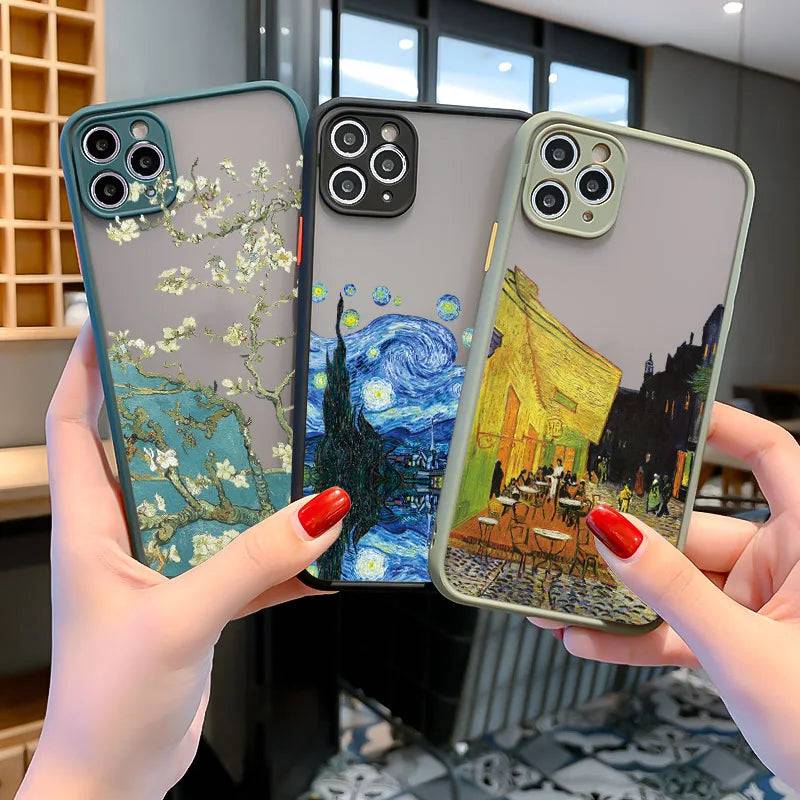 For Coque iphone 7 8 Plus 15 14 11 12 13 Pro Max Mini X XR XS Max Phone Cases Art Van Gogh Oil Painting Soft Shockproof Covers