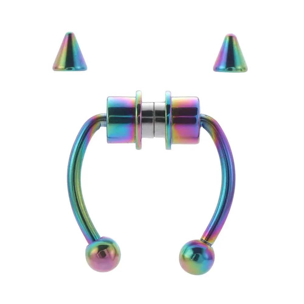 U-förmiger gefälschter Nasenring – Edelstahl-Magnet-Septum-Nasenpiercing