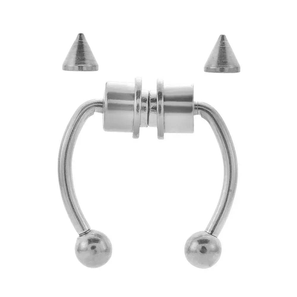 U-förmiger gefälschter Nasenring – Edelstahl-Magnet-Septum-Nasenpiercing