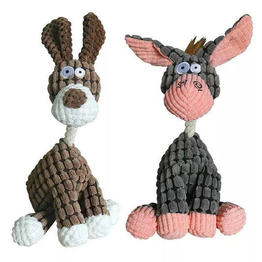 Interactive Fun Pet Toy: Donkey Shape Corduroy Chew with Squeaky Delight for Engaging Play