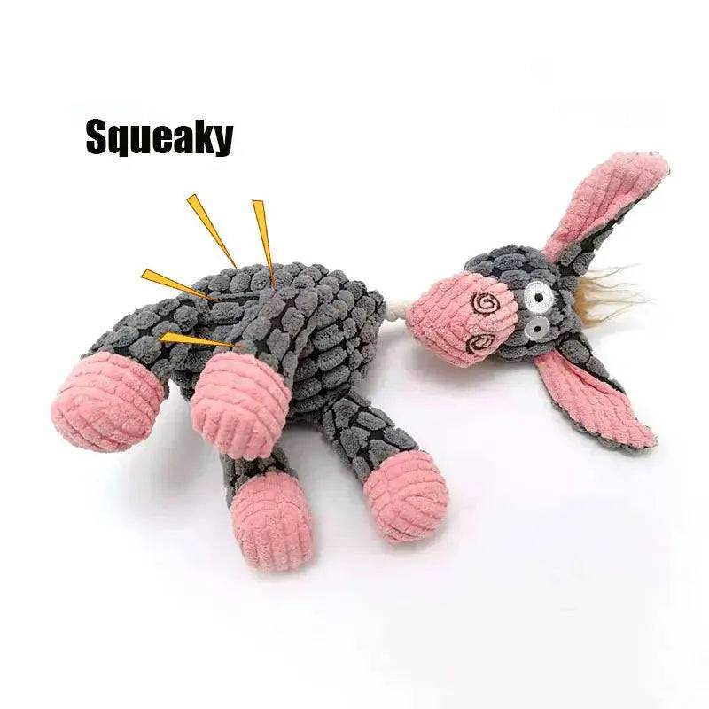 Interactive Fun Pet Toy: Donkey Shape Corduroy Chew with Squeaky Delight for Engaging Play