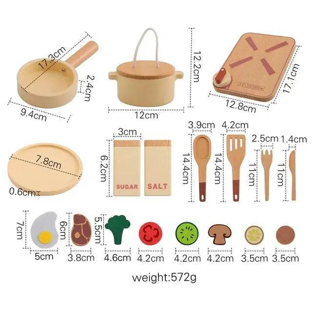 Montessori-pädagogisches Holzmodell-Puzzlespielzeug für Kinder: Nachmittagstee-Set, Holzeisenbahn und Musikpavillon