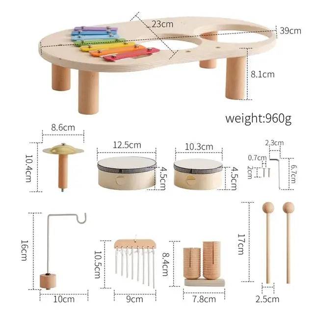 Montessori Educatief Houten Modelpuzzelspeelgoed voor kinderen: Afternoon Tea Set & Houten Trein & Muziektent