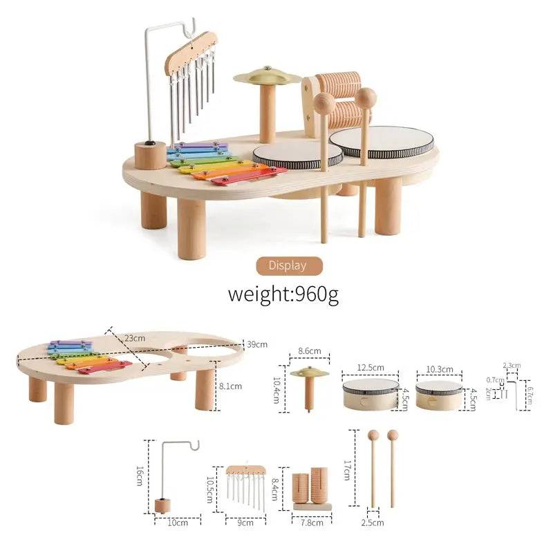 Montessori Educatief Houten Modelpuzzelspeelgoed voor kinderen: Afternoon Tea Set & Houten Trein & Muziektent