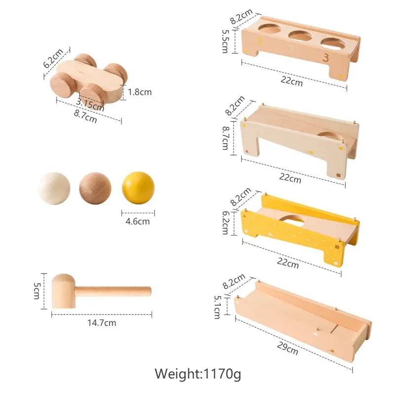 Montessori Educational Wooden Model Puzzle Toys For Kids: Afternoon Tea Set & Wooden Train & Bandstand