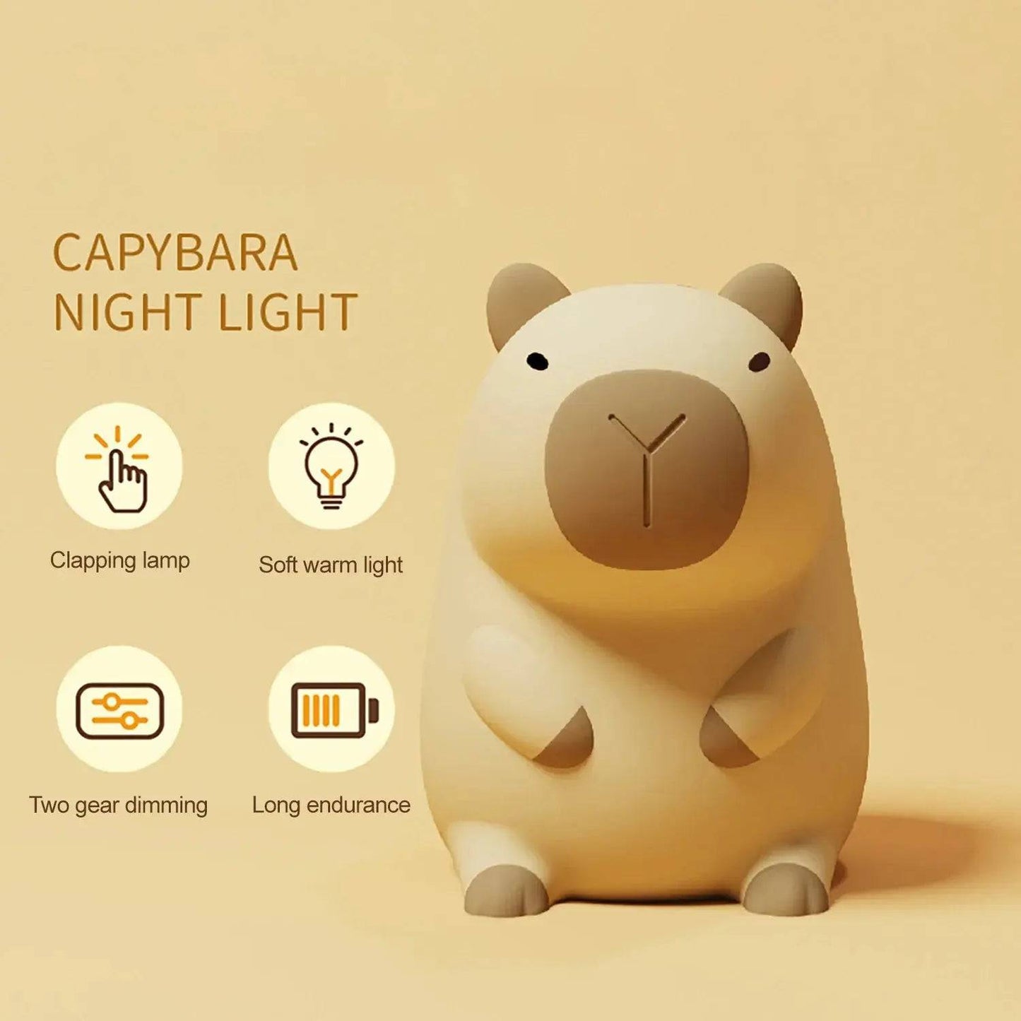 Cute Cartoon Capybara Silicone Night Light USB Rechargeable  Sleep Night Lamp