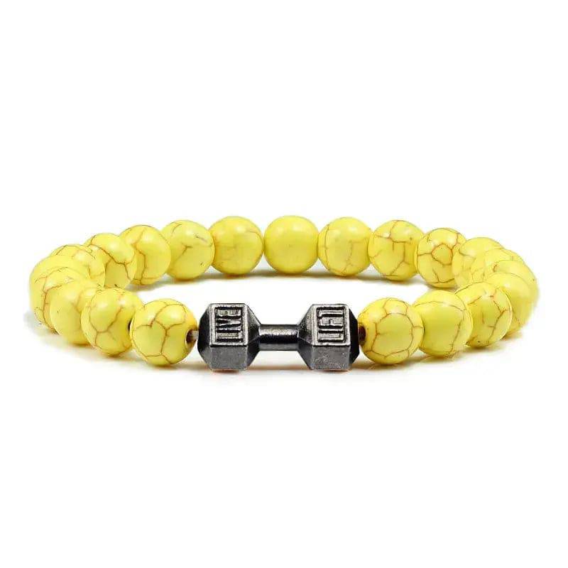 Natuurlijke Vulkanische Steen Armband Mannen Mat Zwart Lave Witte Kralen Charm Halter Strand Armbanden Vrouwen Barbell Fitness Sieraden