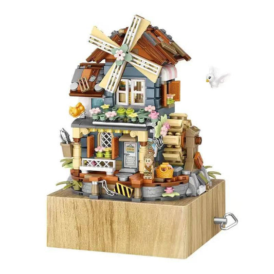 LOZ 1239 Windmühle Spieluhr Mini Blöcke Kinder Gebäude Spielzeug DIY Ziegel Mädchen Geschenk Spieluhr Chinesische Windmühle Haus