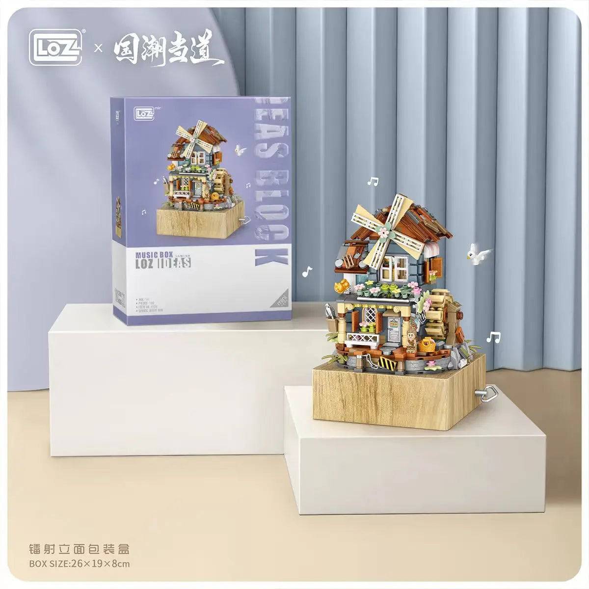 LOZ 1239 Windmühle Spieluhr Mini Blöcke Kinder Gebäude Spielzeug DIY Ziegel Mädchen Geschenk Spieluhr Chinesische Windmühle Haus