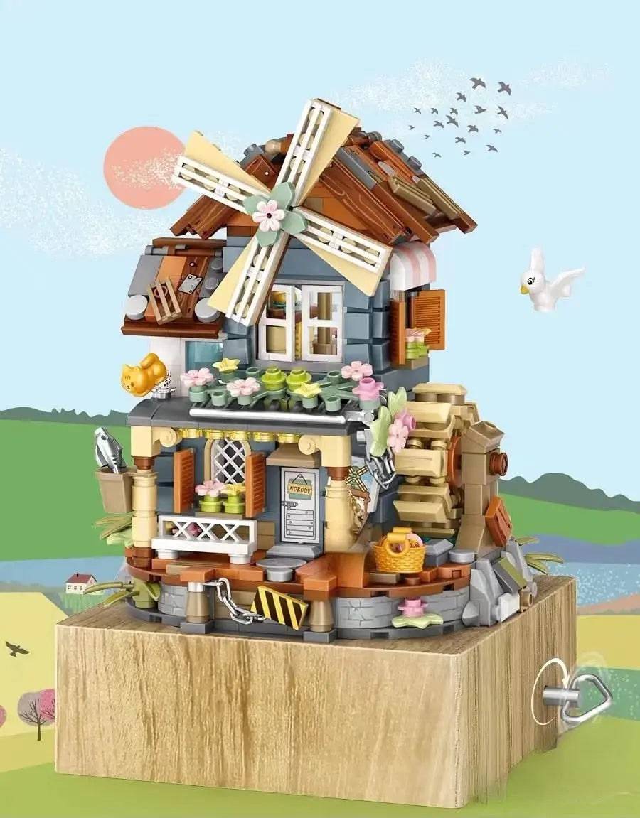 LOZ 1239 Windmühle Spieluhr Mini Blöcke Kinder Gebäude Spielzeug DIY Ziegel Mädchen Geschenk Spieluhr Chinesische Windmühle Haus