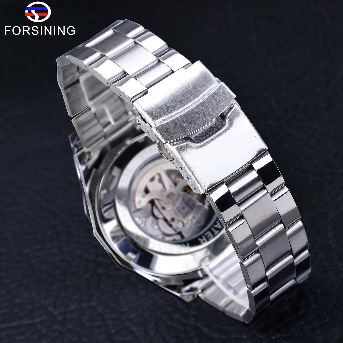 Forsining 2024 Edelstahl Wasserdicht Herren Skeleton Uhren Top Marke Luxus Transparente Mechanische Sport Männliche Armbanduhren