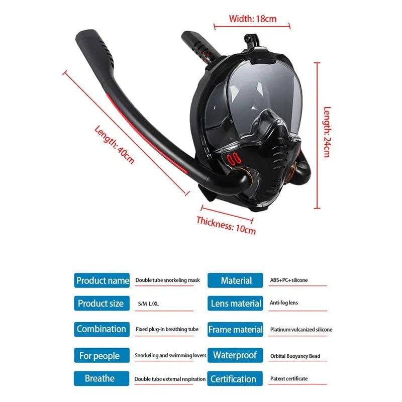 Maschera da Snorkeling in silicone a doppio tubo