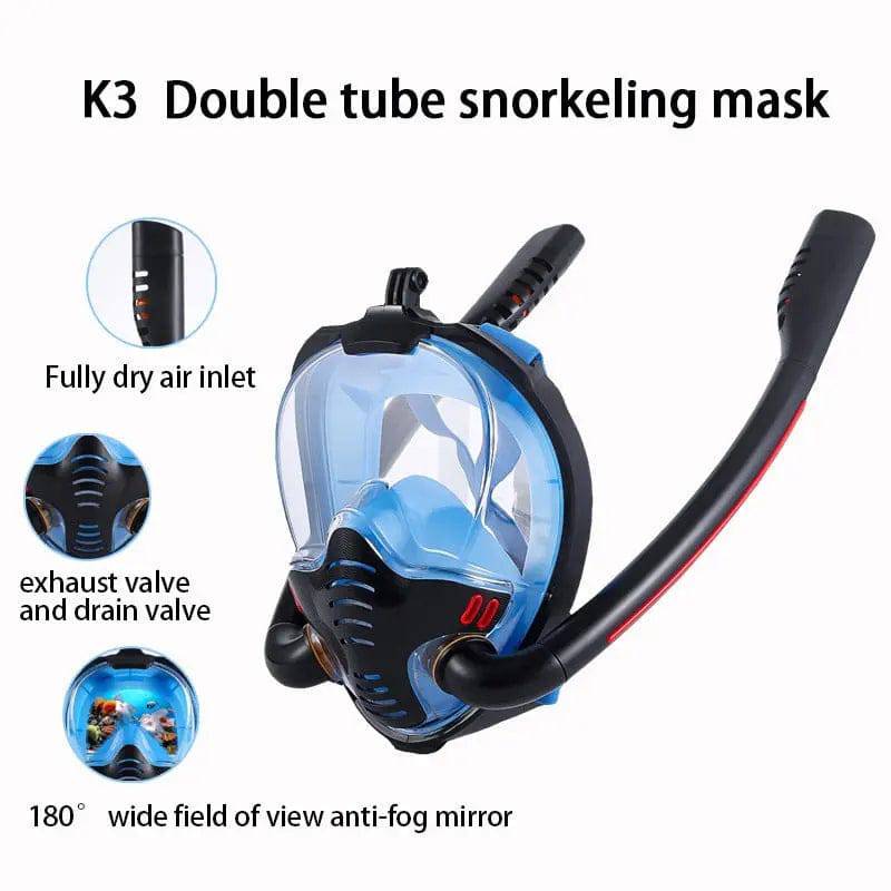 Siliconen snorkelmasker met dubbele buis