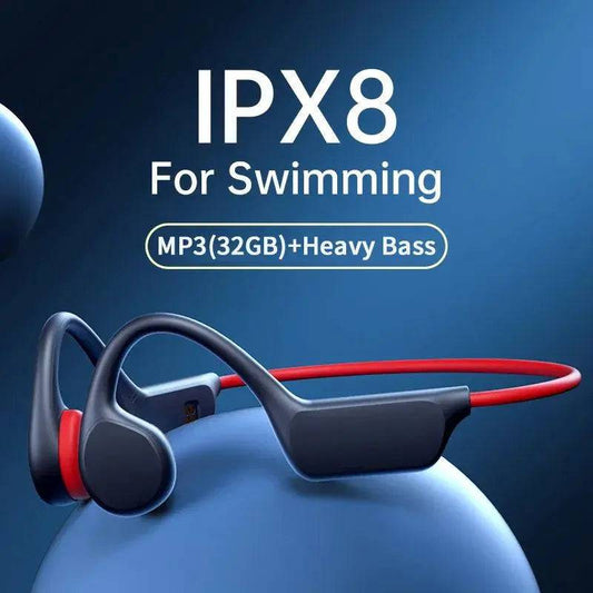 2024 Knochenleitungskopfhörer Bluetooth Wireless IPX8 Wasserdichter MP3-Player Hifi-Ohrbügelkopfhörer mit Mikrofon-Headset zum Schwimmen