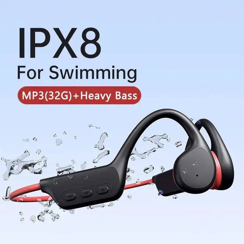 2024 Knochenleitungskopfhörer Bluetooth Wireless IPX8 Wasserdichter MP3-Player Hifi-Ohrbügelkopfhörer mit Mikrofon-Headset zum Schwimmen