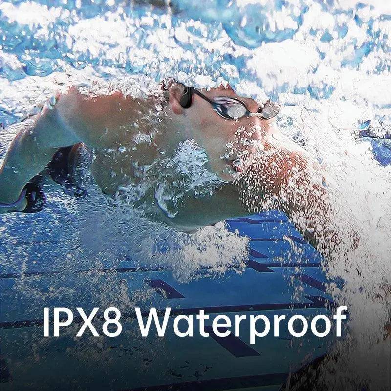 2024 Knochenleitungskopfhörer Bluetooth Wireless IPX8 Wasserdichter MP3-Player Hifi-Ohrbügelkopfhörer mit Mikrofon-Headset zum Schwimmen