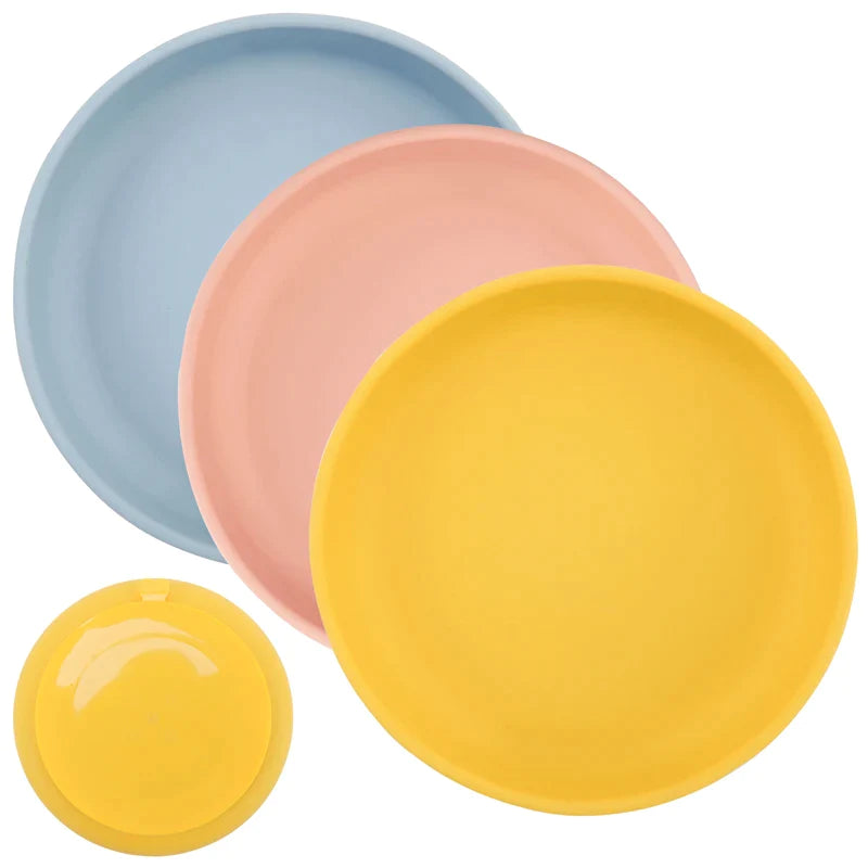 Safe Silicone Children's Tableware: Round Plates & Bowls