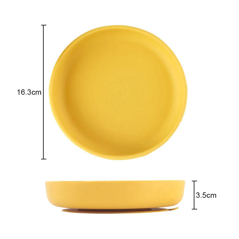 Safe Silicone Children's Tableware: Round Plates & Bowls