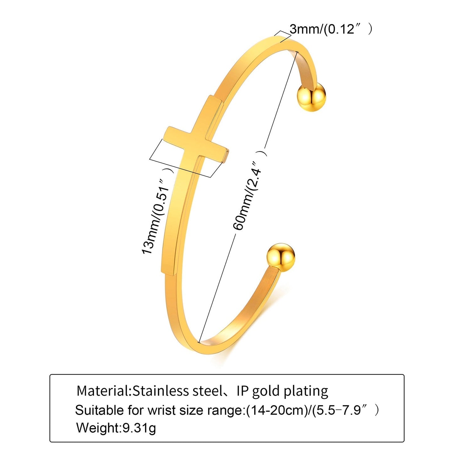 ZILVEREN KRUIS ARMBAND ROESTVRIJ STAAL ZIJWAARTS KRUIS ARMBAND