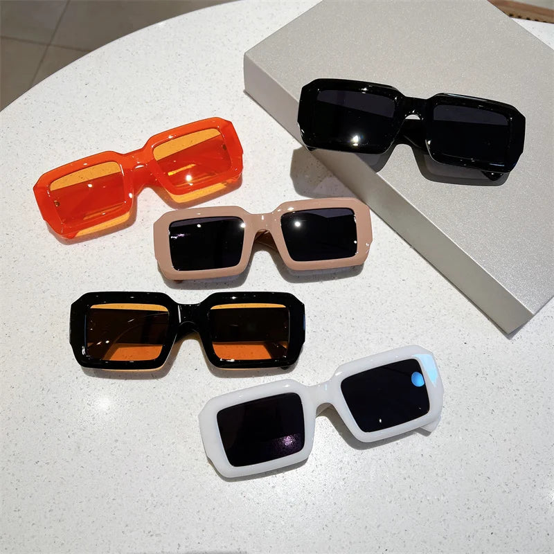 KAMMPT Vintage Rectangle Sunglasses Fashion Square Candy Color Shades Eyewear Trendy Retro Women Brand Design UV400 Sun Glasses