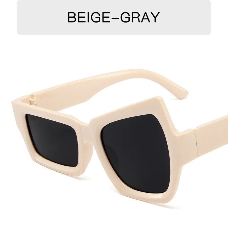 Fashion Irregular Square Sunglasses Man Fashion Brand Designer Personality Sun Glasses Male White Black Mirror Oculos De Sol