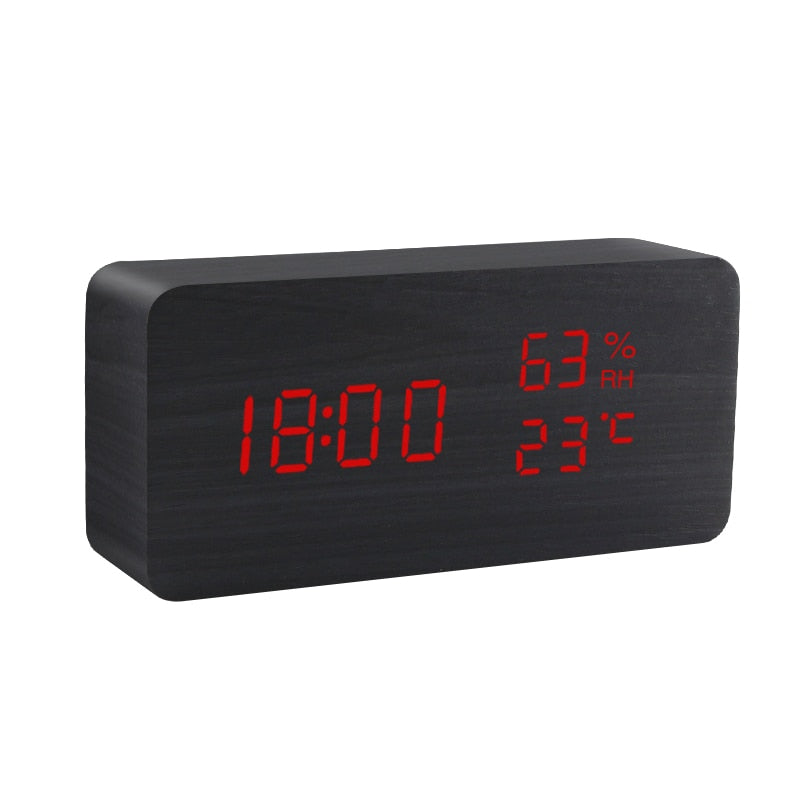 LED Wooden Alarm Clock