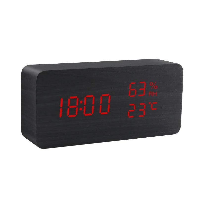 LED Wooden Alarm Clock