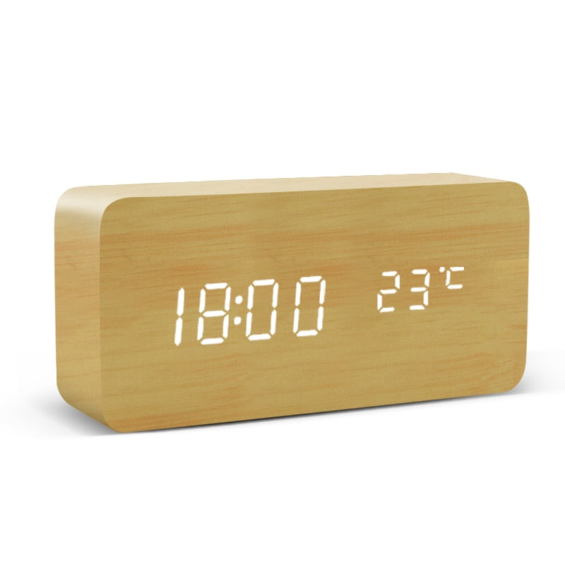 LED Wooden Alarm Clock