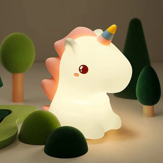 Einhorn süße Silikon LED Nachtlicht für Kinder Kinder USB wiederaufladbare Cartoon Tier Schlafzimmer Dekor Touch Nachtlampe für Geschenke