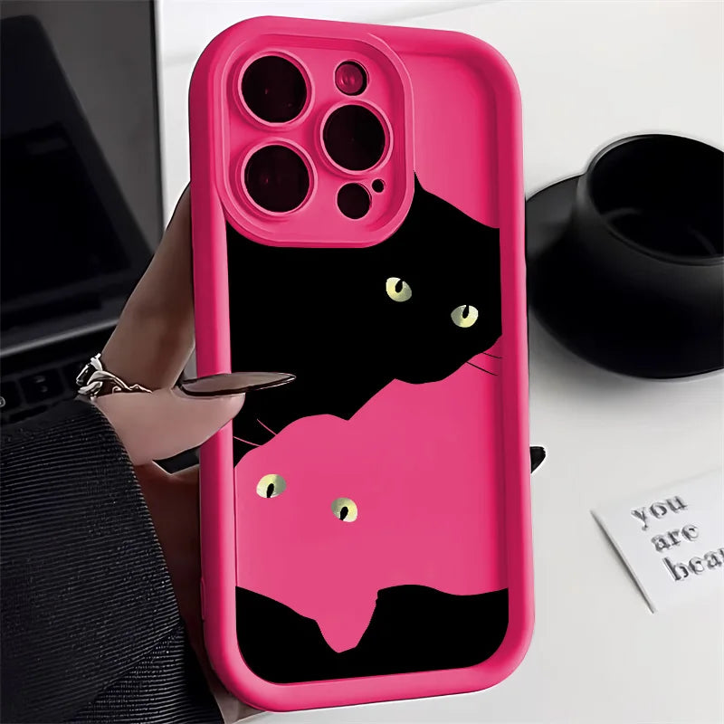 Zachte TPU Telefoon Case Voor iPhone 13 Pro Max 11 15 14 12 XR X XS 7 8 Plus SE SE3 14promax 15promax Len Bescherming Kat Funda Cover