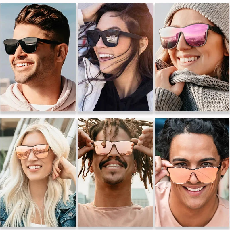 Neue Quadratische Polarisierte Sonnenbrille Männer Frauen Mode Quadratische Männliche Sonnenbrille Stilvolle einteilige Objektiv Fahren Urlaub Shades UV400