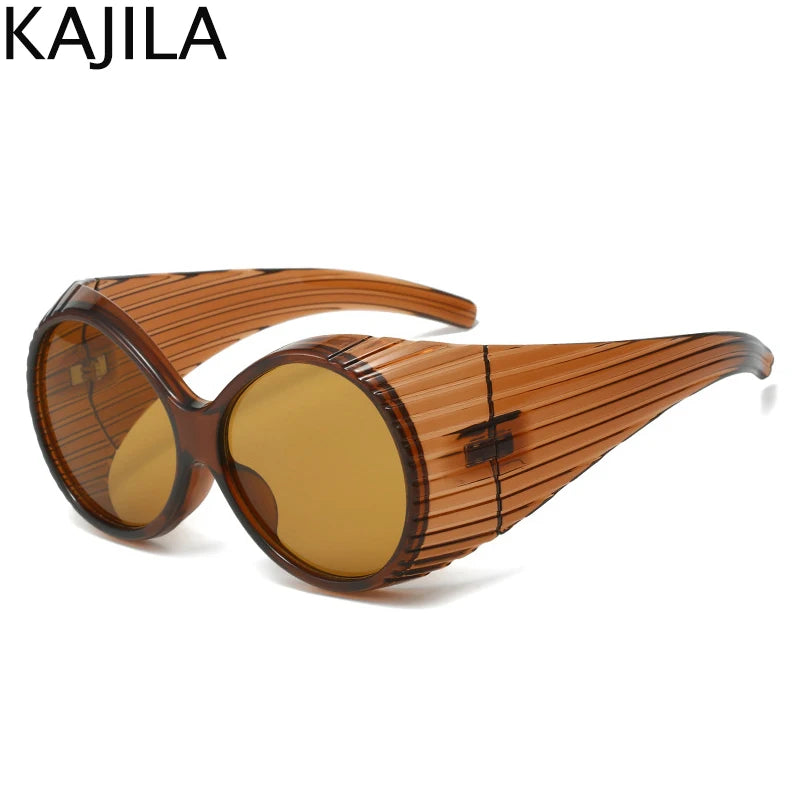 Round Steampunk Sunglasses Women Men 2024 New Fashion Oversized Punk Sun Glasses For Ladies Vintage Eyewear Shades UV400 Goggle