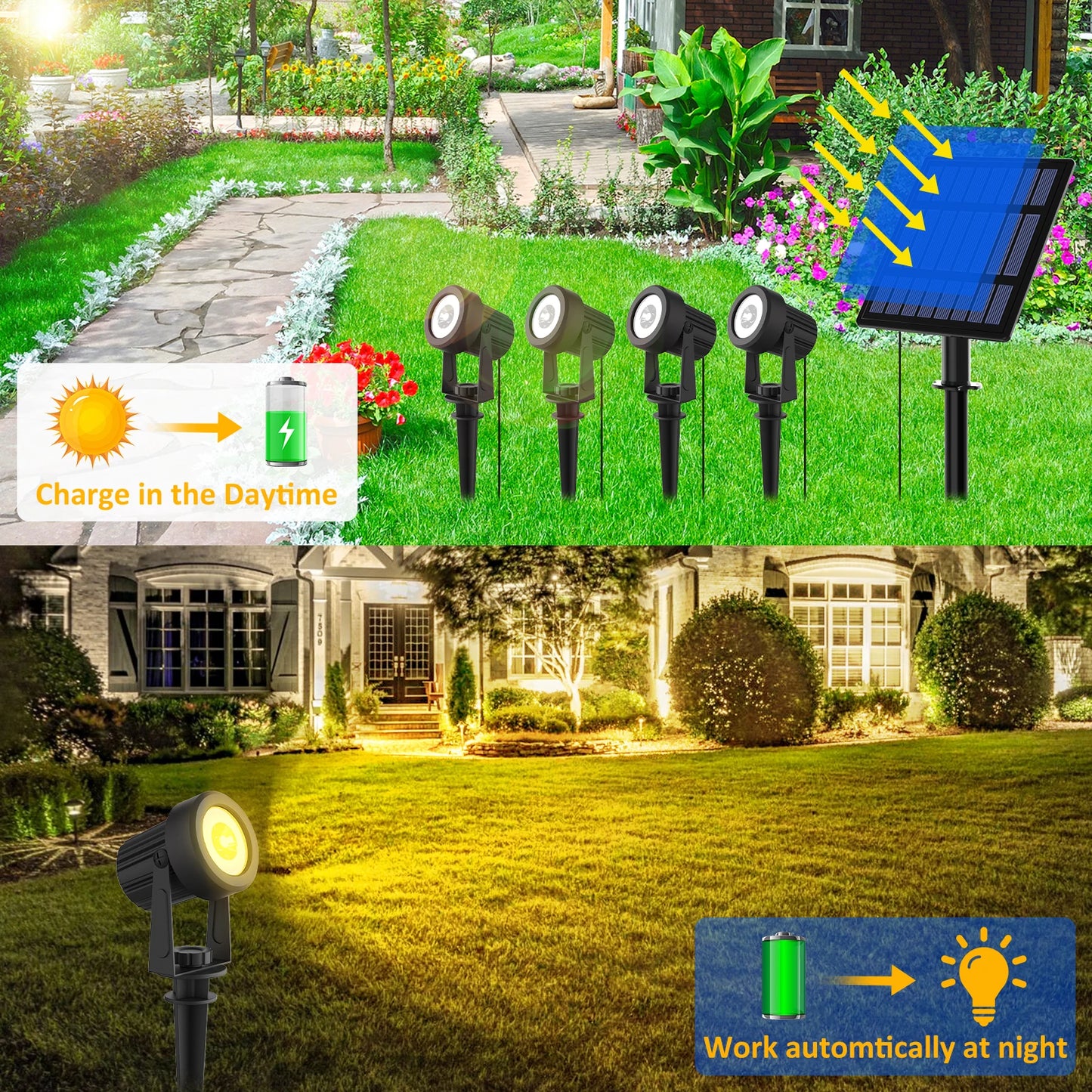 3000K/6000K/RGB Solar LED Light Outdoor Solar Spotlight Solar Garden Light Outdoor IP65 Waterproof Solar Power Light Wall Light