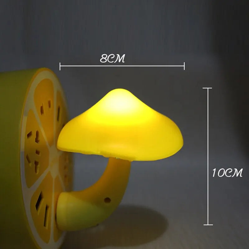 LED Night Light Mushroom Wall Lamp EU Plug Light Control Induction Energy Saving Environmental Protection Bedroom Lamp