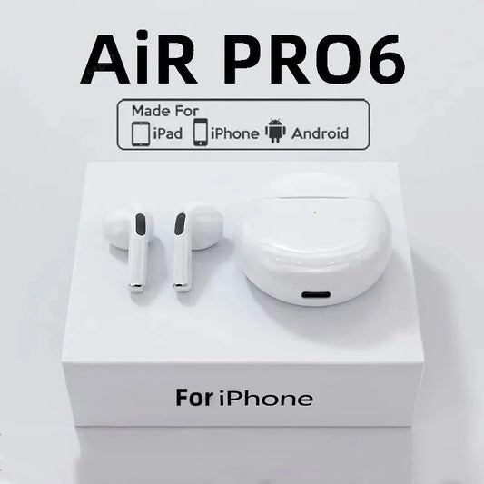 Pro 6 TWS Bluetooth-Kopfhörer für iPhone, kabelloses Bluetooth-Headset, Ohrhörer mit Geräuschunterdrückung und Mikrofon, kabellose Pro6-Kopfhörer