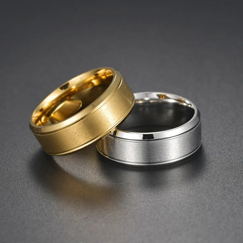 4 Farben klassischer 8-mm-Herrenring mit Oberfläche aus gebürstetem Edelstahl, einfacher Ring für Damen, Ehering, Paare, Schmuckzubehör